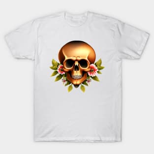 Skull with Nice Flowers T-Shirt